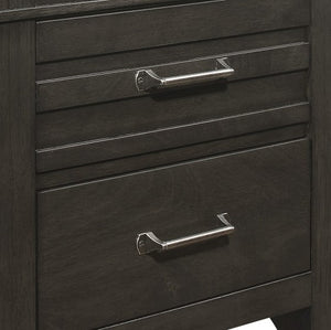English Elm Transitional Charcoal Gray Nightstand with Okume Veneer, Center Glide Drawers & Fixed Pulls – 24x16x25" B01151369