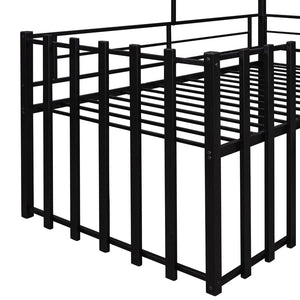 English Elm Metal Twin Loft Bed with Playhouse Roof Window Guardrails and Ladder for Kids LP000801AAB