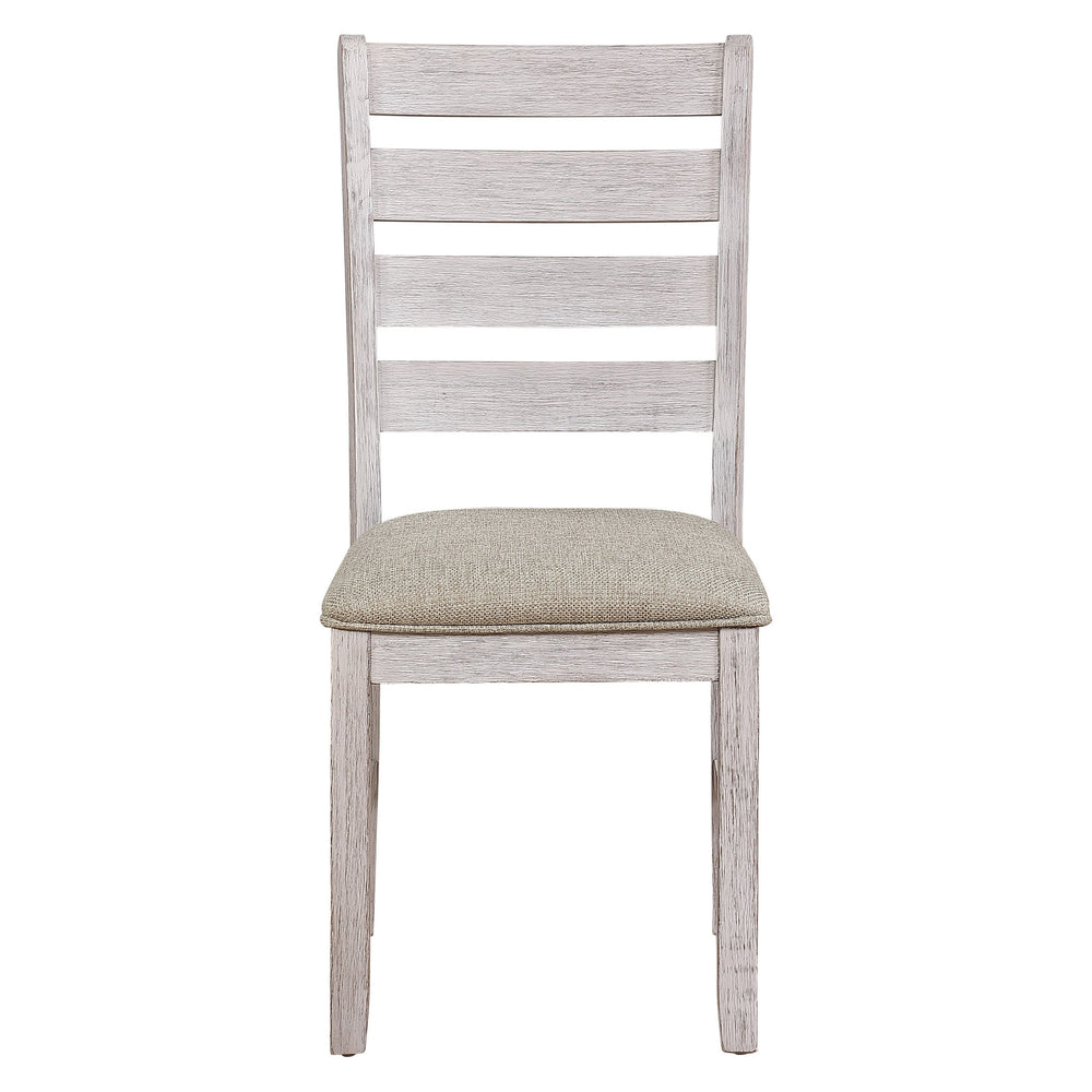 English Elm Casual Ithaca 2pc Side Chairs Grayish White Finish with Wheat Linen Upholstered Seats, Transitional Design B01151374