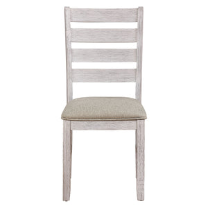 English Elm Casual Ithaca 2pc Side Chairs Grayish White Finish with Wheat Linen Upholstered Seats, Transitional Design B01151374