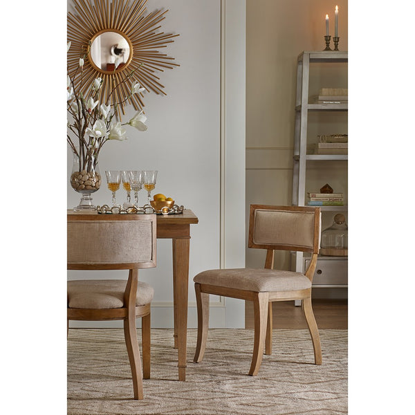English Elm Dining Chair Marie Set of 2 - Curved Back Wire Brushed Birch Finish, White Ceruse, Upholstered Comfort B03549044