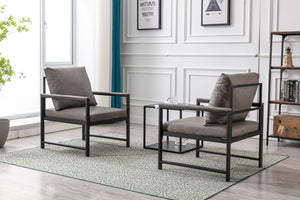 English Elm A&A Modern Faux Leather Accent Chair with Sleek Black Metal Frame — Stylish Compact Living Seat Gray W114342369