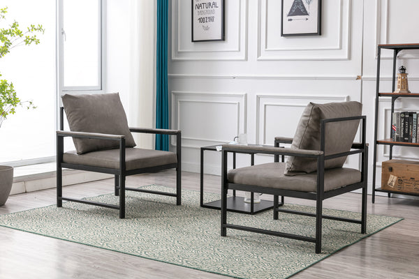 English Elm A&A Modern Faux Leather Accent Chair with Sleek Black Metal Frame, Compact Stylish Sofa for Home Gray W114342369