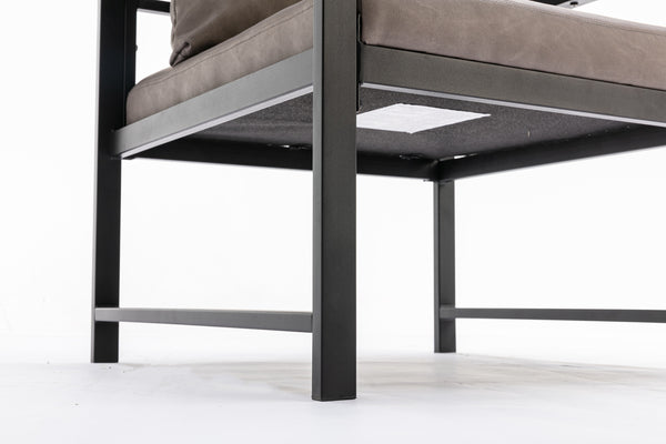 English Elm A&A Modern Faux Leather Accent Chair with Sleek Black Metal Frame — Stylish Compact Living Seat Gray W114342369