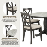 Hearth and Haven 5 Piece Dining Set with Table and 4 Chairs, Grey