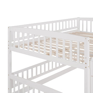 English Elm Bunk Bed Full Over Pinewood Frame with Slide Fence Enclosure for Kids LT000182AAK