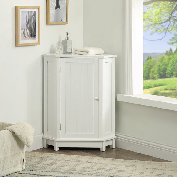 English Elm Grey Triangle Corner Cabinet Mdf Modern Bathroom Storage with Adjustable Shelves White N725P333564K
