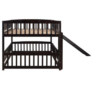 English Elm Bunk Bed Full Over Pinewood Frame with Slide Fence Enclosure for Kids LT000182AAP