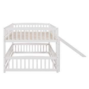 English Elm Bunk Bed Full Over Pinewood Frame with Slide Fence Enclosure for Kids LT000182AAK