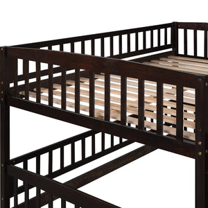 English Elm Bunk Bed Full Over Pinewood Frame with Slide Fence Enclosure for Kids LT000182AAP