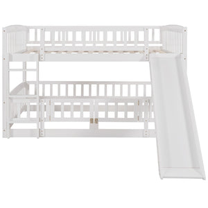 English Elm Bunk Bed Full Over Pinewood Frame with Slide Fence Enclosure for Kids LT000182AAK