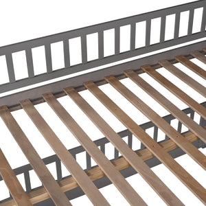 English Elm Bunk Bed Full Over Pinewood Frame with Slide Fence Enclosure for Kids LT000182AAE