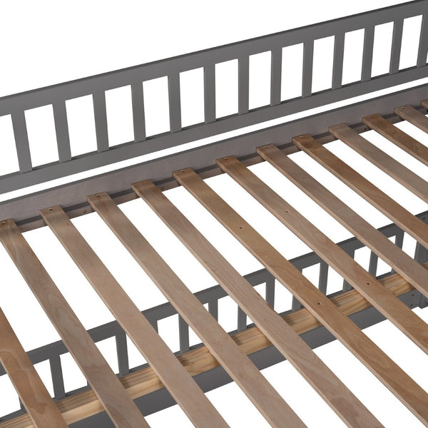 English Elm Bunk Bed Full Over Pinewood Frame with Slide Fence Enclosure for Kids LT000182AAE