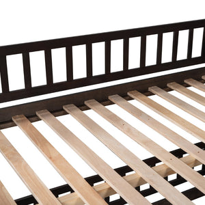 English Elm Bunk Bed Full Over Pinewood Frame with Slide Fence Enclosure for Kids LT000182AAP