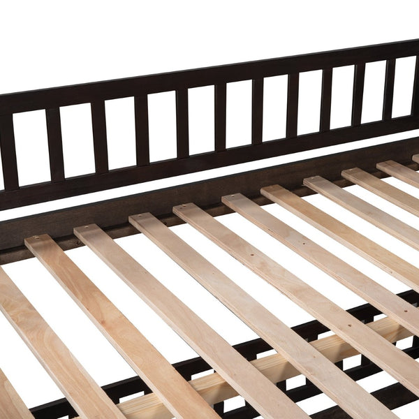 English Elm Bunk Bed Full Over Pinewood Frame with Slide Fence Enclosure for Kids LT000182AAP