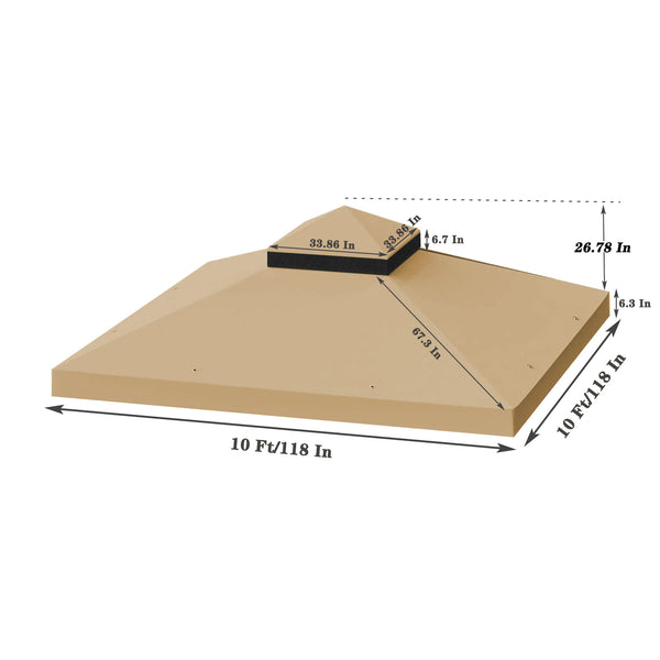 English Elm 10x10 Double Tiered Gazebo Canopy Replacement Roof Cover Only - UV Resistant, Waterproof Patio Top Protector W41943487