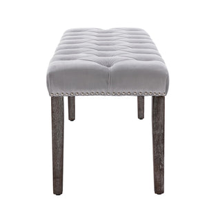English Elm Heng Ming Velvet Tufted Bench with Rubberwood Legs for Bedroom Entryway or Dining W212132691
