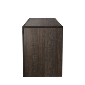 English Elm 20 Modern Brown TV Stand with Toughened Glass Shelf, LED Color Lights, Brand Hardware, Adjustable Feet W67943610