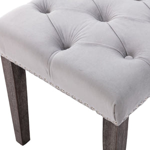 English Elm Heng Ming Velvet Tufted Bench with Rubberwood Legs for Bedroom Entryway or Dining W212132691