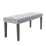 Hearth and Haven Heng Ming Upholstered Tufted Bench Ottoman , Velvet Dining Bench Bedroom Bench Footrest Stool Accent Bench For Entryway Dining Room Living Room, Light Gray W212132691