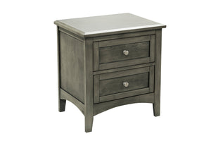 English Elm Cool Gray Finish 1 Piece Nightstand Of Drawers Brushed Nickel Tone Knobs Transitional Style Bedroom Furniture