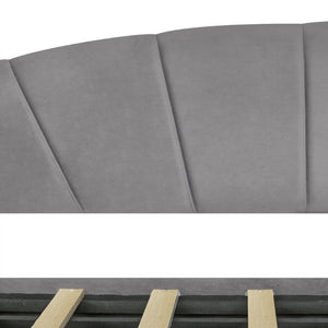 English Elm Upholstered Velvet Twin Daybed with Storage Drawers Wood Slats Guest Room Seating Gray LP000312AAE