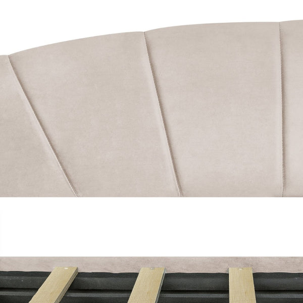 English Elm Upholstered Velvet Twin Daybed with Storage Drawers Wood Slats Guest Room Seating Beige LP000312AAA