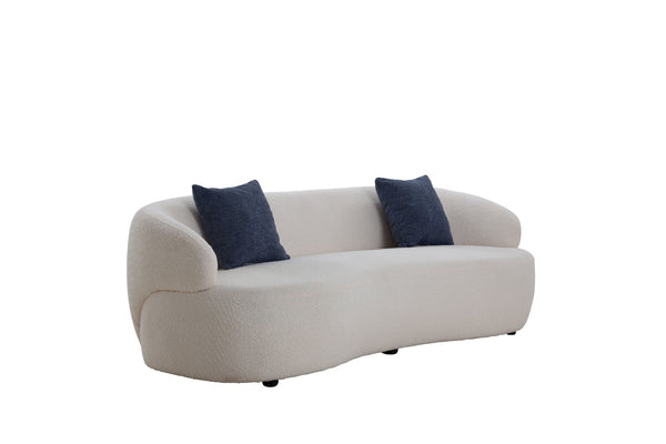 English Elm Mid Century Modern Boucle Cloud Sofa Three Seat Curved Frame for Living Room W87642013