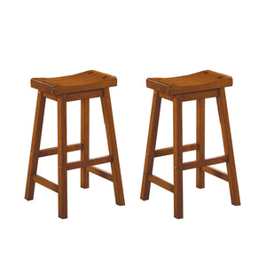 English Elm Casual 18" Height Saddle Seat Stools Set of 2 — Solid Wood Finish, Compact Comfortable Dining Seating Oak 39.25 L x 19 W x 6.75 H B01151973