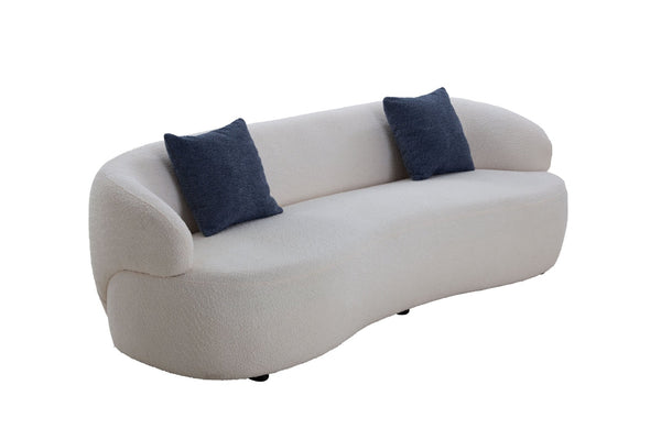 English Elm Mid Century Modern Boucle Cloud Sofa Three Seat Curved Frame for Living Room W87642013
