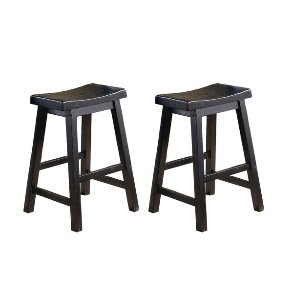 English Elm Black Saddle Seat Stools Set of 2 – 18" Height Solid Wood Casual Dining Stools, Sand-Through Finish Black 34.5 L x 19 W x 6.75 H B01151975