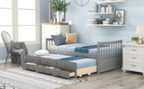 Hearth and Haven Rosemary Twin Size Daybed with Pull-Out Trundle and 3 Drawers, Grey LP000241AAE