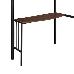 English Elm Twin Metal Loft Bed with Built-in Study Desk Powder-coated Steel Frame for Teen Rooms Black MF286452AAB