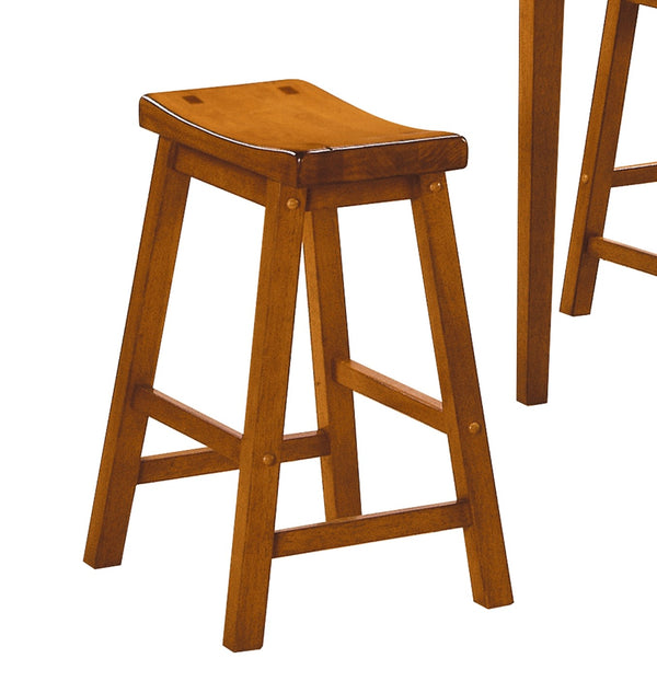 English Elm Casual 18" Height Saddle Seat Stools Set of 2 — Solid Wood Finish, Compact Comfortable Dining Seating Oak 39.25 L x 19 W x 6.75 H B01151973
