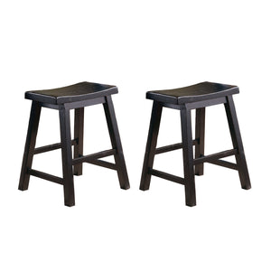 English Elm Black Saddle Seat Stools Set of 2 – 18" Height Solid Wood Casual Dining Stools, Sand-Through Finish Black 25.5 L x 19 W x 6.75 H B01151974