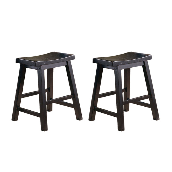 English Elm Black Saddle Seat Stools Set of 2 – 18" Height Solid Wood Casual Dining Stools, Sand-Through Finish Black 25.5 L x 19 W x 6.75 H B01151974