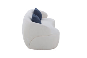English Elm Mid Century Modern Boucle Cloud Sofa Three Seat Curved Frame for Living Room W87642013