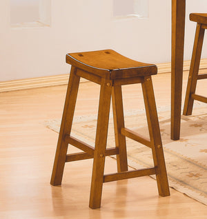 English Elm Casual 18" Height Saddle Seat Stools Set of 2 — Solid Wood Finish, Compact Comfortable Dining Seating Oak 25.5 L x 19 W x 6.75 H B01151971