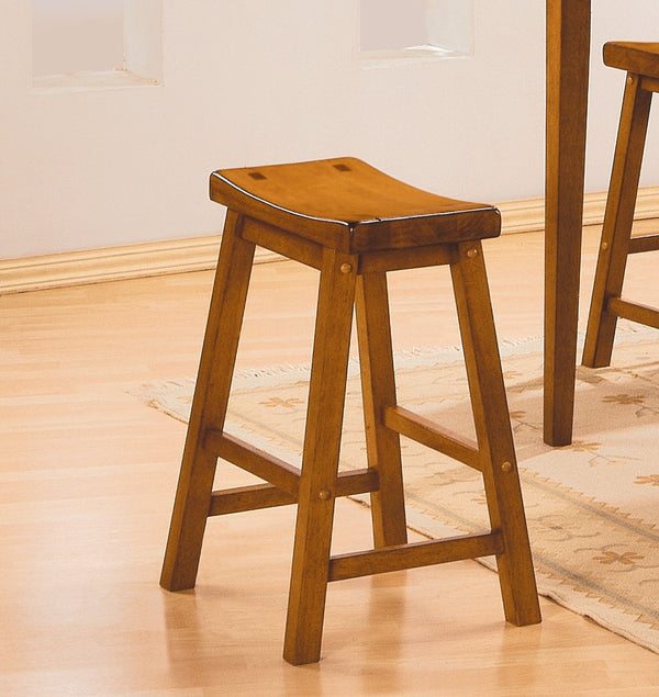 English Elm Casual 18" Height Saddle Seat Stools Set of 2 — Solid Wood Finish, Compact Comfortable Dining Seating Oak 25.5 L x 19 W x 6.75 H B01151971