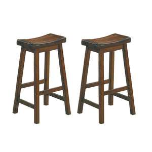 English Elm 29-inch Saddle Seat Bar Stools Set of 2, Solid Wood Distressed Cherry Finish 29" Seat Height Casual Dining Furniture B01151979