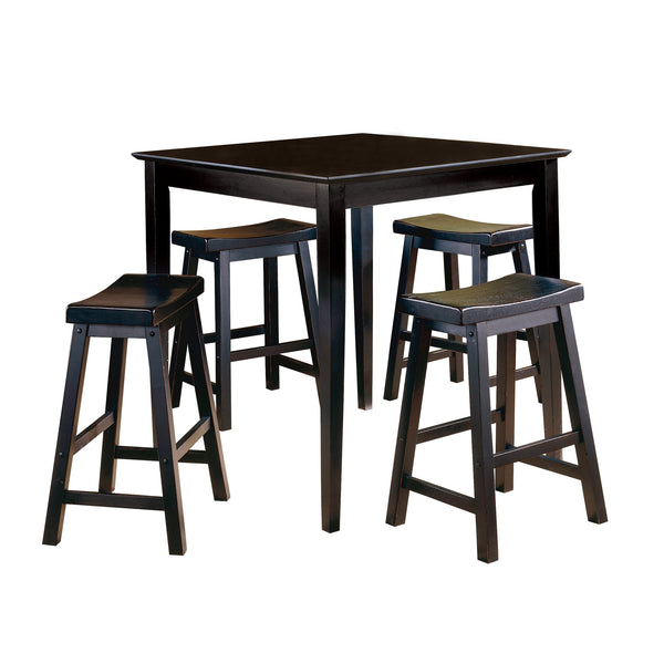 English Elm Black Saddle Seat Stools Set of 2 – 18" Height Solid Wood Casual Dining Stools, Sand-Through Finish Black 25.5 L x 19 W x 6.75 H B01151974