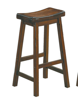 English Elm 29-inch Saddle Seat Bar Stools Set of 2, Solid Wood Distressed Cherry Finish 29" Seat Height Casual Dining Furniture B01151979