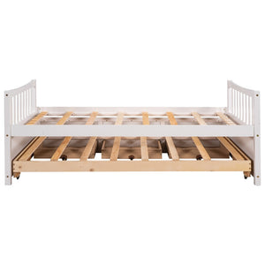 English Elm Daybed Twin Frame with Pull Out Trundle and Three Storage Drawers for Guest Rooms White LP000241AAK
