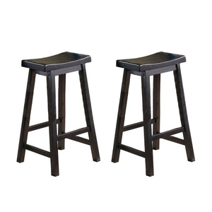 English Elm Black Saddle Seat Stools Set of 2 – 18" Height Solid Wood Casual Dining Stools, Sand-Through Finish Black 39.25 L x 19 W x 6.75 H B01151976