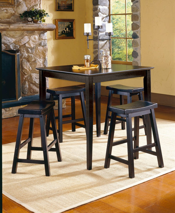English Elm Black Saddle Seat Stools Set of 2 – 18" Height Solid Wood Casual Dining Stools, Sand-Through Finish Black 25.5 L x 19 W x 6.75 H B01151974