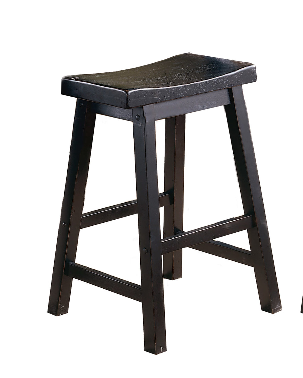 English Elm Black Saddle Seat Stools Set of 2 – 18" Height Solid Wood Casual Dining Stools, Sand-Through Finish Black 34.5 L x 19 W x 6.75 H B01151975