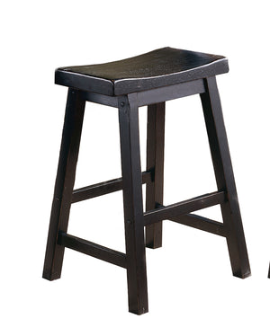 English Elm Black Saddle Seat Stools Set of 2 – 18" Height Solid Wood Casual Dining Stools, Sand-Through Finish Black 34.5 L x 19 W x 6.75 H B01151975