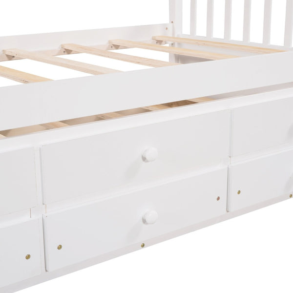 English Elm Daybed Twin Frame with Pull Out Trundle and Three Storage Drawers for Guest Rooms White LP000241AAK