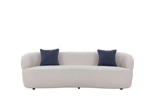 English Elm Mid Century Modern Boucle Cloud Sofa Three Seat Curved Frame for Living Room W87642013