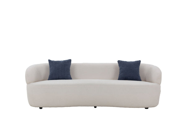 English Elm Mid Century Modern Boucle Cloud Sofa Three Seat Curved Frame for Living Room W87642013